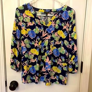 Flower Multi Color long sleeve blouse. Size XS. Brand is Talbots.